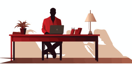 Man working in office while shadow