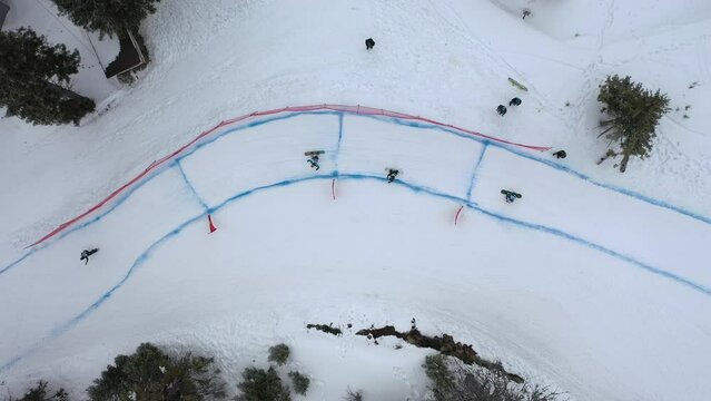Aerial shot of snowboard cross competition