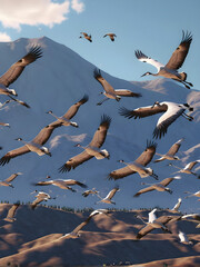 Freedom Takes Flight: A Symphony of Birds Across the Sky. generative AI