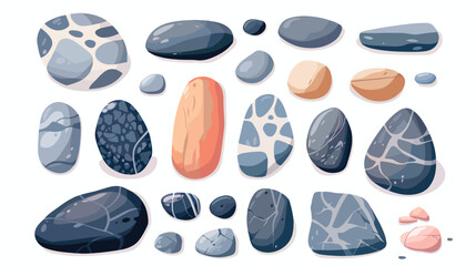 Vector sea pebbles. Hand drawn for travel design.
