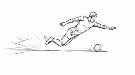 One continuous line drawing of young sporty soccer