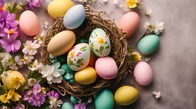 easter, egg, holiday, eggs, celebration, decoration, spring, color, basket, food, colorful, colored, nest, yellow, green, tradition, painted, symbol, traditional, object, closeup, seasonal, group, eas