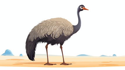 Naklejka premium Ostrich bird. Vector isolated on the white background