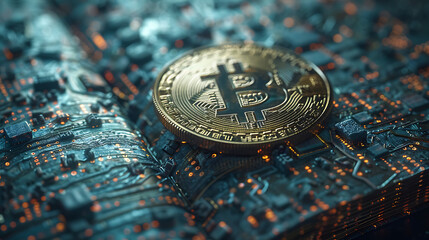 International Graduation cap on Bitcoin Cryptocurrency. Bitcoin is modern of Exchange Digital payment, Education certificate of Abroad program .modern electronic money