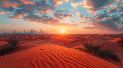 Foto op Plexiglas Desert in dubai city background united arab emirates beautiful sky in the morning. © tong2530
