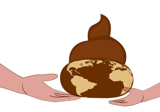 D&iacute;a mundial del medio ambiente. Entrega de Tierra caca de padres a hijos. Tierra contaminada y sucia