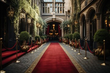 Fototapeta premium a long red carpet outside of a event professional photography