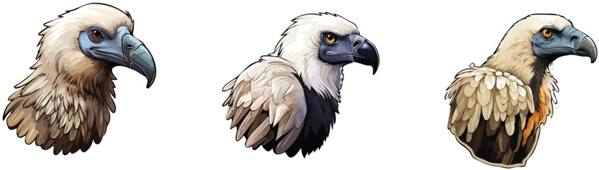Egyptian vulture set. Vector illustration of a vulture.