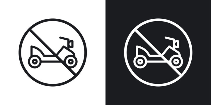 No All Terrain Vehicle Sign Icon Designed in a Line Style on White background.