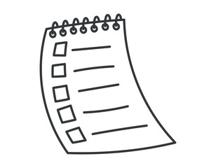 Vector isolated doodle symbol of notepad sheet with task list