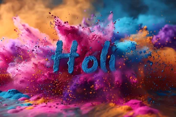 Tuinposter abstract colorful Happy Holi background © Evhen Pylypchuk