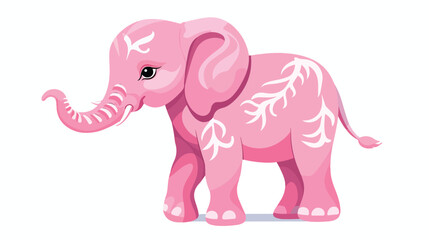Pink elephant flat vector isolated on white background