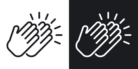 Clapping Hands Icon Designed in a Line Style on White background. - obrazy, fototapety, plakaty