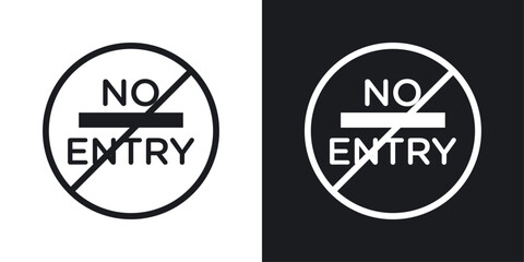 No Entry Road Sign Icon Designed in a Line Style on White background.