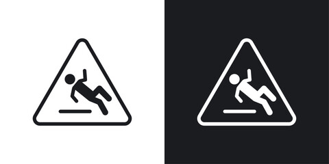 Wet Floor Sign Icon Designed in a Line Style on White background.