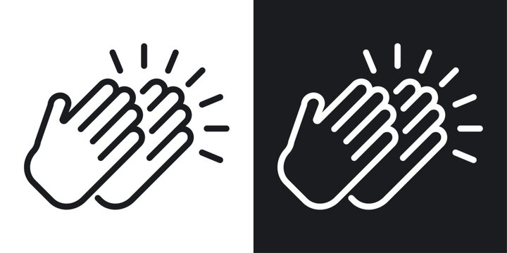 Clapping Hands Icon Designed in a Line Style on White background.