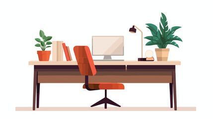 Professional office desk with flat design  flat vector