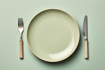 a plate with a fork and knife