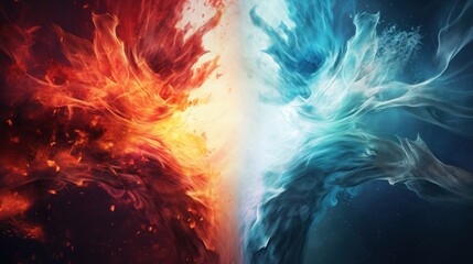 Fototapeta na wymiar A captivating fire and ice hand concept, representing duality and contrast.