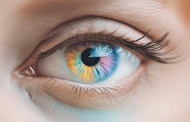 Fototapeta premium eye of a beautiful young woman, colored iris,macro