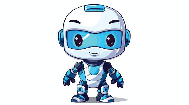 Robot character pose vector illustration. 