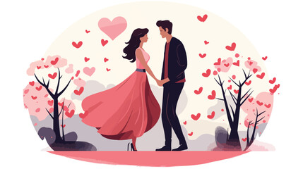Romantic Valentine Couple Illustration flat vector