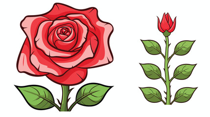 Rose Flower Isolated Coloring Page for Kids flat vector