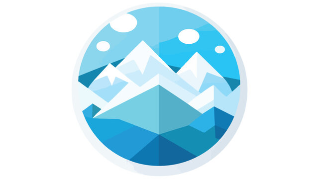 Round icon in flat style with image of snowball flat