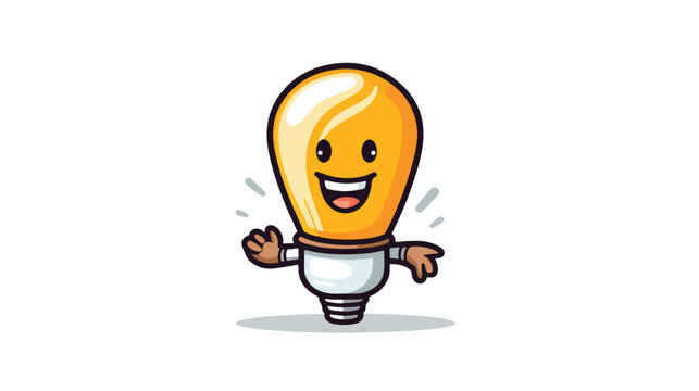 Running light bulb mascot character flat vector 