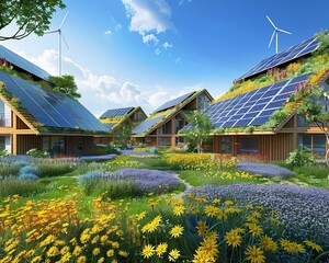Sustainable living community powered by smart grid technology solar and wind energy