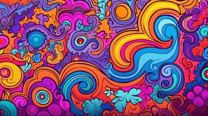 Seamless retro style groovy psychedelic background