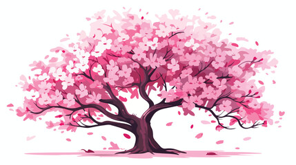 Seasonal Spring Cherry tree blossom flat vector