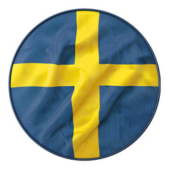 Sweden National Flag with Realistic Fabric Texture Isolated on a Transparent Background