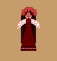 Ukranian doll motanka national ornament talisman vector illustration ethnicity traditional culture amulet