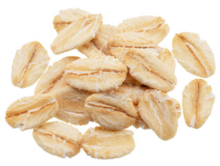 Oat flakes isolated on white background. Macro shoot. File contains clipping paths.