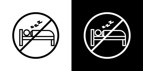 Sleepover Ban Sign Line Icon on White Background for web.