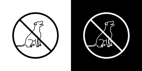 No Dogs Allowed Sign Line Icon on White Background for web. - obrazy, fototapety, plakaty
