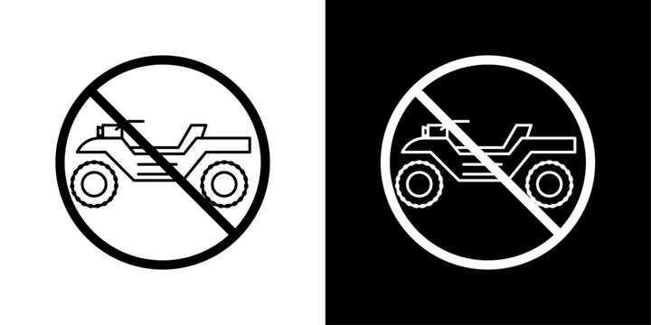 No All Terrain Vehicle Sign Line Icon on White Background for web.