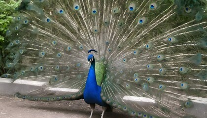 A Peacock With Its Feathers Spread Wide Catching