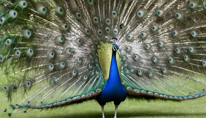 Fotobehang A Peacock With Its Tail Feathers Spread Wide Disp Upscaled 7 © Fiza