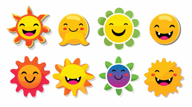 Stickers. The sun logo smile face good mood. 