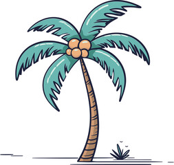 Sunny Seclusion Tranquil Palm Tree Vector Art
