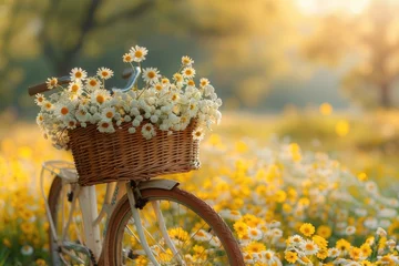 Foto op Plexiglas bike ride through the countryside with a flowers in the bike basket professional photography © NikahGeh
