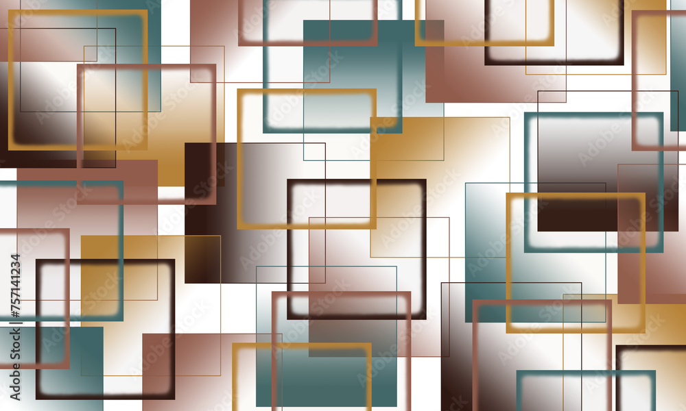Aufkleber abstract white background with simple brown and orange square or rectangle geometrical shapes