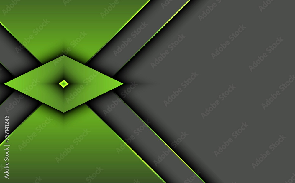 Poster gray and green triangles overlap on dark space for background design