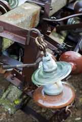 Old glass and ceramic disc insulators.