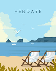 Hendaye travel poster, travel card © Kristina Bilous