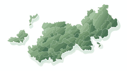 Thailand Map Vector Style Greyish Green Flat Maps 