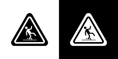 Wet Floor Sign Line Icon on White Background for web.