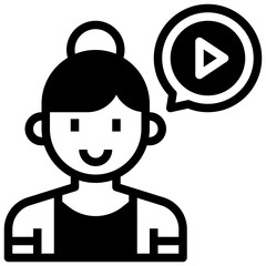 PLAY,multimedia,play button,avatar,user,woman.svg